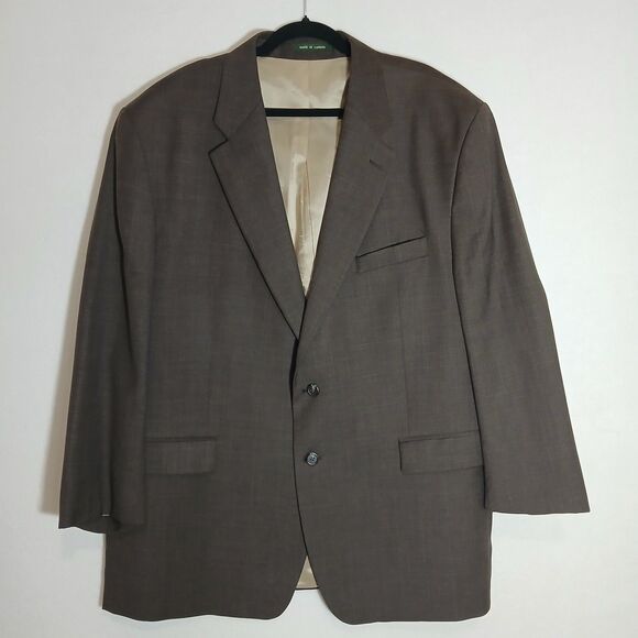 Lauren Ralph Lauren 2 Button Blazer 100% Wool Brown Size 50R Green Label #626